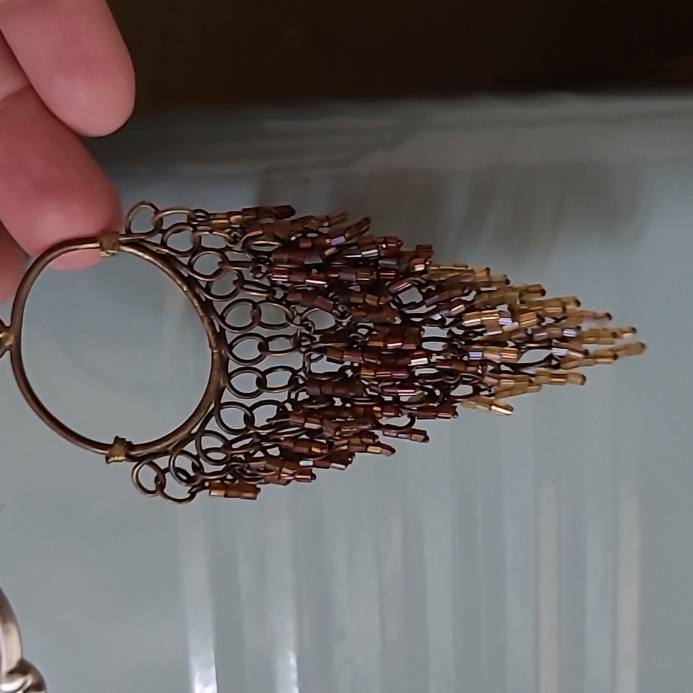 Boho Gold and Brown Chandelier Earrings